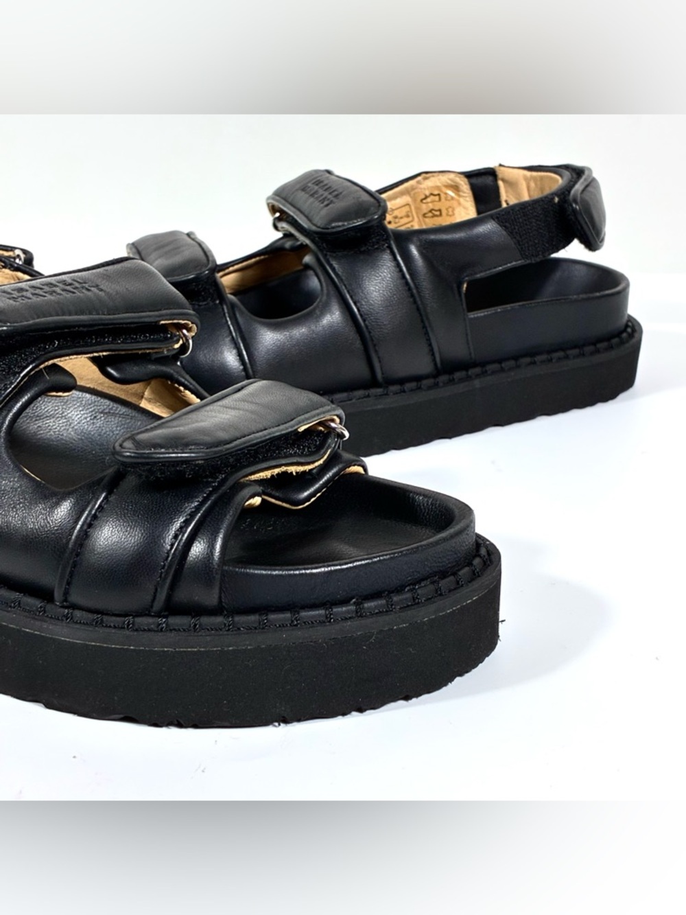 Isabel Marant Madee Platform Leather Sandals Black 37 NEW Flat - Picture 16 of 17